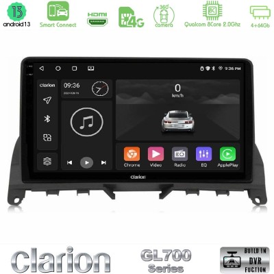 Clarion GL700 Series 8Core Android13 4+64GB Mercedes C-Class W204 2008-2011 Navigation Multimedia Tablet 9