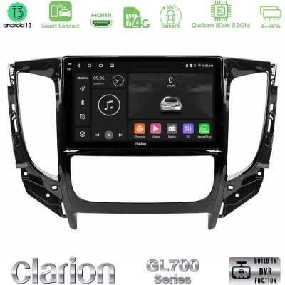 Clarion GL700 Series 8Core Android13 4+64GB Mitsubishi L200 2016-> & Fiat Fullback (Auto A/C) Navigation Multimedia Tablet 9