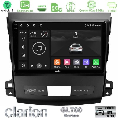 Clarion GL700 Series 8Core Android13 4+64GB Mitsubishi Outlander/Citroen C-Crosser/Peugeot 4007 Navigation Multimedia Tablet 9