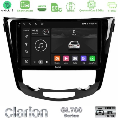 Clarion GL700 Series 8Core Android13 4+64GB Nissan Qashqai J11 (AUTO A/C) Navigation Multimedia Tablet 10