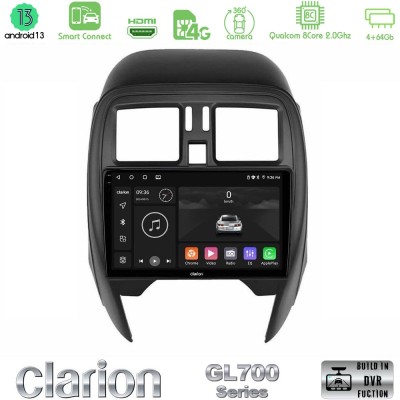 Clarion GL700 Series 8Core Android13 4+64GB Nissan Micra 2013-2016 Navigation Multimedia Tablet 9