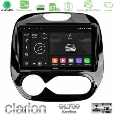 Clarion GL700 Series 8Core Android13 4+64GB Renault Captur 2013-2019 (Auto AC) Navigation Multimedia Tablet 9