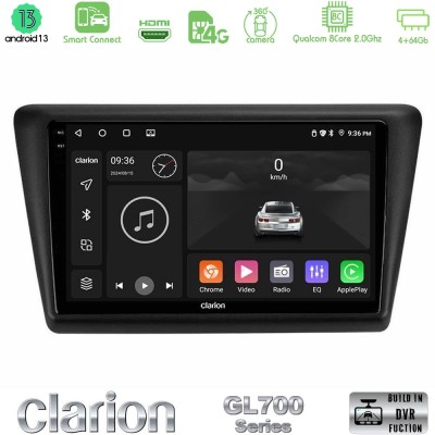 Clarion GL700 Series 8Core Android13 4+64GB Skoda Rapid 2013-2017 Navigation Multimedia Tablet 9