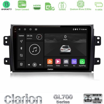 Clarion GL700 Series 8Core Android13 4+64GB Suzuki SX4 2006-2014 Fiat Sedici 2006-2014 Navigation Multimedia Tablet 9