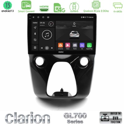 Clarion GL700 Series 8Core Android13 4+64GB Toyota Aygo | Citroen C1 | Peugeot 108 Navigation Multimedia 10