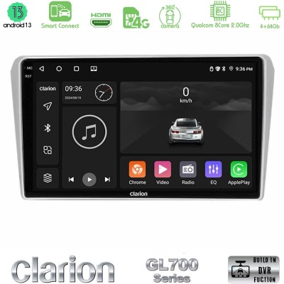 Clarion GL700 Series 8Core Android13 4+64GB Toyota Avensis T25 02/2003–2008 Navigation Multimedia Tablet 9