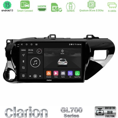 Clarion GL700 Series 8Core Android13 4+64GB Toyota Hilux 2017-2024 Navigation Multimedia Tablet 10