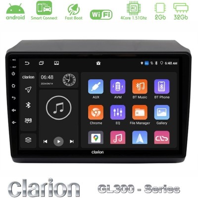 Clarion GL300 Series 4Core Android ClarionOS 2+32GB Fiat Ducato/Citroen Jumper/Peugeot Navigation Multimedia Tablet 9