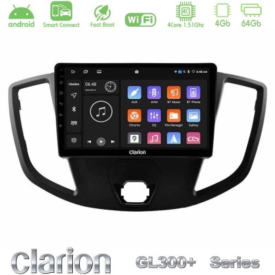 Clarion GL300+ Series 4Core Android ClarionOS 4+64GB  Ford Transit 2014-> Navigation Multimedia Tablet 9