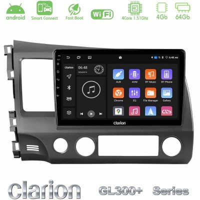 Clarion GL300+ Series 4Core Android ClarionOS 4+64GB Honda Civic 2006-2011 Navigation Multimedia Tablet 10