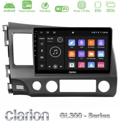 Clarion GL300 Series 4Core Android ClarionOS 2+32GB Honda Civic 2006-2011 Navigation Multimedia Tablet 10