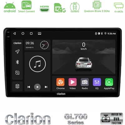 Clarion GL700 QUALCOMM Series 8Core Android ClarionOS 4+64GB Ssangyong Actyon/Kyron 2005-2014 Navigation Multimedia Tablet 9