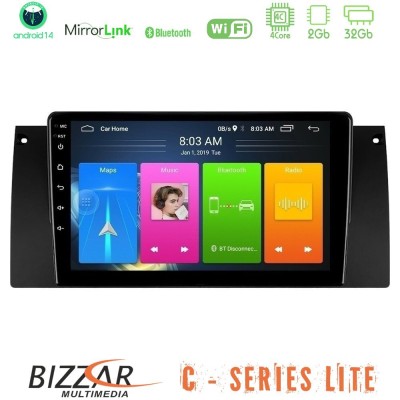 Bizzar C Series Lite 4Core Android14 2+32GB  BMW 5 Series Lite  (E39) / X5 (E53) Navigation Multimedia Tablet 9