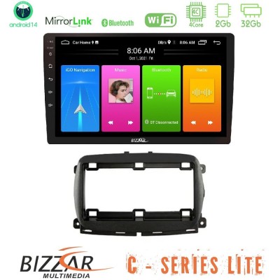 Bizzar C Series Lite 4Core Android14 2+32GB   Fiat 500 2016> Navigation Multimedia Tablet 9