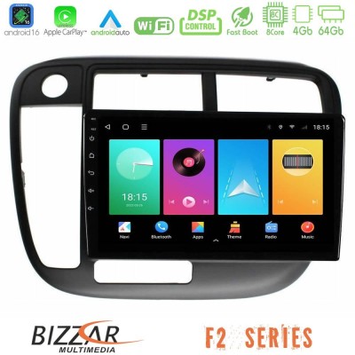 Bizzar F2 Series 8Core Android16 4+64GB Honda Civic 1995-2001 Navigation Multimedia Tablet 9
