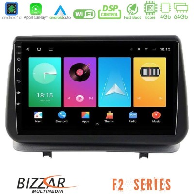 Bizzar F2 Series 8Core Android16 4+64GB Renault Clio 2005-2012 Navigation Multimedia Tablet 9