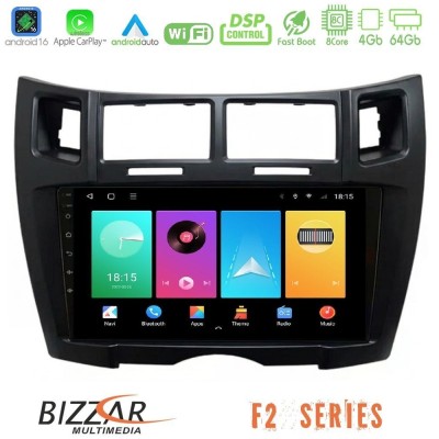 Bizzar F2 Series 8Core Android16 4+64GB  Toyota Yaris Navigation Multimedia Tablet 9
