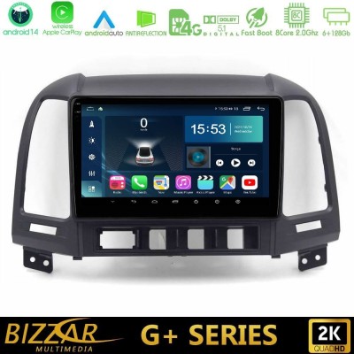 Bizzar G+ Series Hyundai Santa Fe 2006-2013 8core Android14 6+128GB Navigation Multimedia Tablet 9