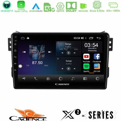 Cadence X2 Series 8Core Android14 6+128GB Suzuki Splash & Opel Agila 2008-2014 Navigation Multimedia Tablet 9