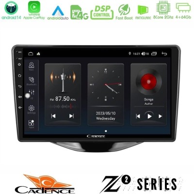 Cadence Z2 Series 8Core Android14 4+64GB Toyota Aygo | Citroen C1 | Peugeot 108 Navigation Multimedia Tablet 9