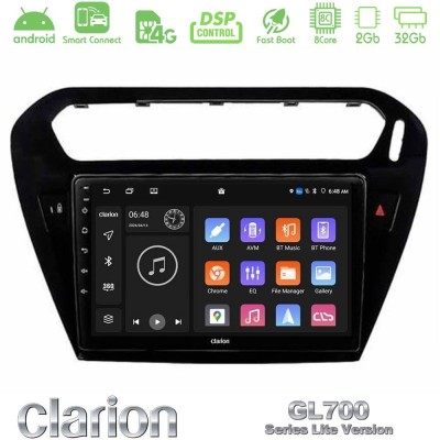 Clarion GL700 Lite Series 8Core Android ClarionOS 2+32GB Citroen C-Elysee / Peugeot 301 Navigation Multimedia Tablet 9