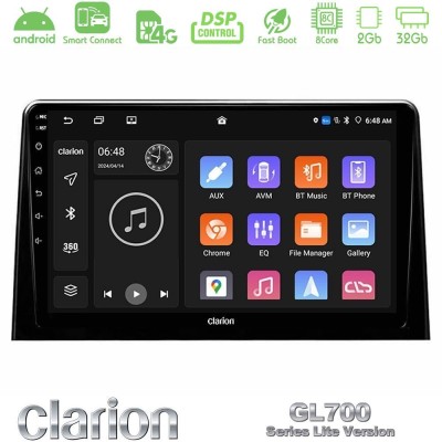 Clarion GL700 Lite Series 8Core Android ClarionOS 2+32GB Peugeot Partner / Citroen Berlingo 2020-> Navigation Multimedia Tablet 10