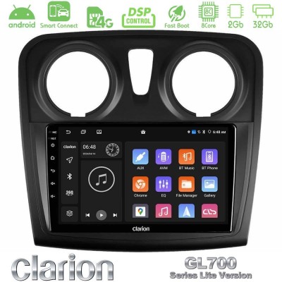 Clarion GL700 Lite Series 8Core Android ClarionOS 2+32GB Dacia Sandero 2014-2020 Navigation Multimedia Tablet 9