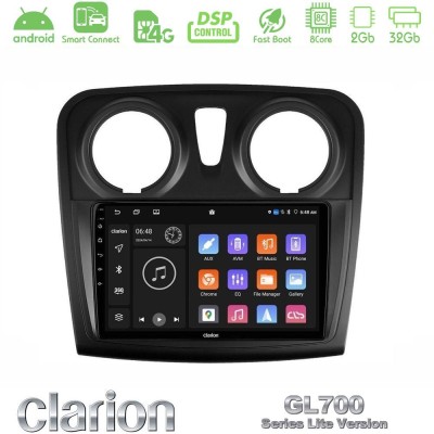 Clarion GL700 Lite Series 8Core Android ClarionOS 2+32GB Dacia Dokker 2014-2021 Navigation Multimedia Tablet 9