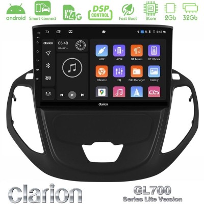 Clarion GL700 Lite Series 8Core Android ClarionOS 2+32GB Ford Transit Courier 2015-2023 Navigation Multimedia Tablet 9