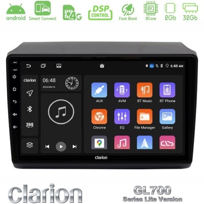 Clarion GL700 Lite Series 8Core Android ClarionOS 2+32GB Fiat Ducato/Citroen Jumper/Peugeot Navigation Multimedia Tablet 9