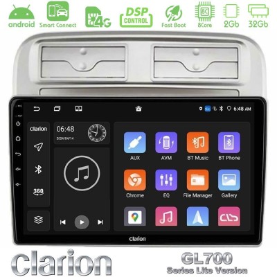 Clarion GL700 Lite Series 8Core Android ClarionOS 2+32GB Fiat Grande Punto 2006-2011 Navigation Multimedia Tablet 9