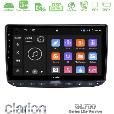 Clarion GL700 Lite Series 8Core Android ClarionOS 2+32GB Fiat Punto/ Evo Navigation Multimedia Tablet 9