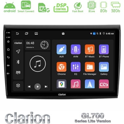 Clarion GL700 Lite Series 8Core Android ClarionOS 2+32GB Fiat Bravo Navigation Multimedia Tablet 9