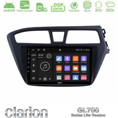 Clarion GL700 Lite Series 8Core Android ClarionOS 2+32GB Hyundai i20 2014-2018 RHD Navigation Multimedia Tablet 9
