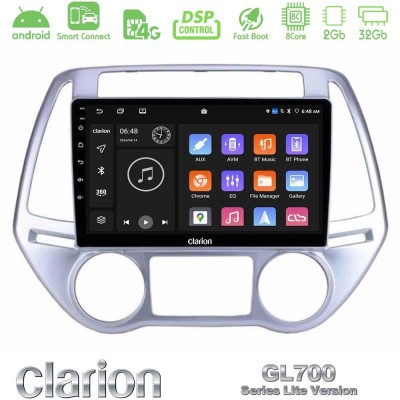 Clarion GL700 Lite Series 8Core Android ClarionOS 2+32GB Hyundai i20 2012-2014 Navigation Multimedia Tablet 9