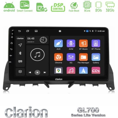 Clarion GL700 Lite Series 8Core Android ClarionOS 2+32GB Mercedes C-Class W204 2008-2011 Navigation Multimedia Tablet 9