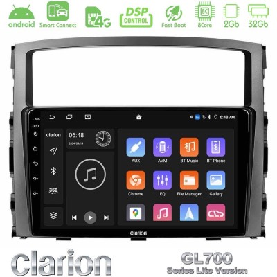 Clarion GL700 Lite Series 8Core Android ClarionOS 2+32GB Mitsubishi Pajero 2008-2009 Navigation Multimedia Tablet 9