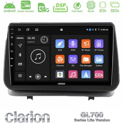 Clarion GL700 Lite Series 8Core Android ClarionOS 2+32GB Renault Clio 2005-2012 Navigation Multimedia Tablet 9