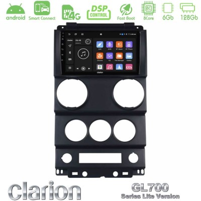 Clarion GL700 Lite Series 8Core Android ClarionOS 6+128GB Jeep Wrangler 2008-2010 Navigation Multimedia Tablet 9