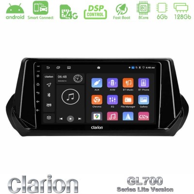 Clarion GL700 Lite Series 8Core Android ClarionOS 6+128GB Peugeot 208/2008 2019-2023 Navigation Multimedia Tablet 9