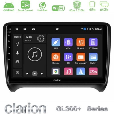Clarion GL300+ Series 4Core Android ClarionOS 4+64GB  Audi TT B7 Navigation Multimedia Tablet 9
