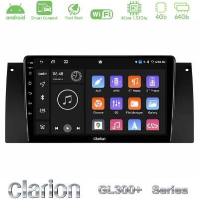 Clarion GL300+ Series 4Core Android ClarionOS 4+64GB  BMW 5 Series  (E39) / X5 (E53) Navigation Multimedia Tablet 9