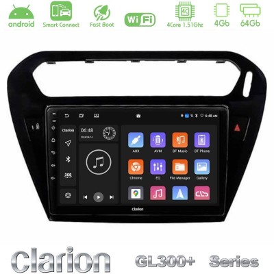 Clarion GL300+ Series 4Core Android ClarionOS 4+64GB  Citroen C-Elysee / Peugeot 301 Navigation Multimedia Tablet 9