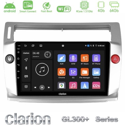 Clarion GL300+ Series 4Core Android ClarionOS 4+64GB  Citroen C4 2004-2010 Navigation Multimedia Tablet 9