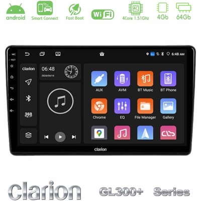 Clarion GL300+ Series 4Core Android ClarionOS 4+64GB  Peugeot Partner / Citroën Berlingo 2008-2018 Navigation Multimedia Tablet 9
