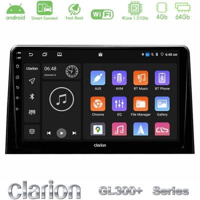 Clarion GL300+ Series 4Core Android ClarionOS 4+64GB  Peugeot Partner / Citroën Berlingo 2020-> Navigation Multimedia Tablet 10