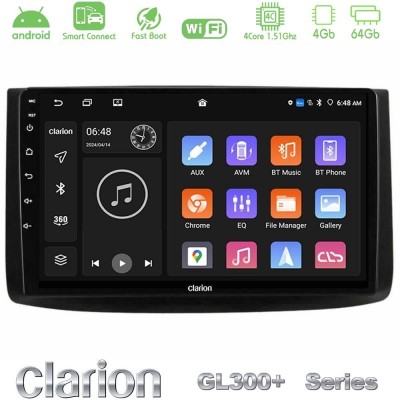 Clarion GL300+ Series 4Core Android ClarionOS 4+64GB  Chevrolet Aveo 2006-2010 Navigation Multimedia Tablet 9
