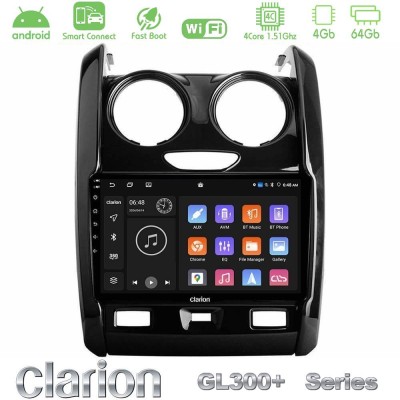 Clarion GL300+ Series 4Core Android ClarionOS 4+64GB  Dacia Duster 2014-2018 Navigation Multimedia Tablet 9