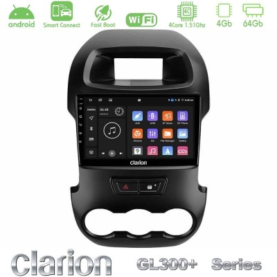 Clarion GL300+ Series 4Core Android ClarionOS 4+64GB  Ford Ranger 2012-2016 Navigation Multimedia Tablet 9