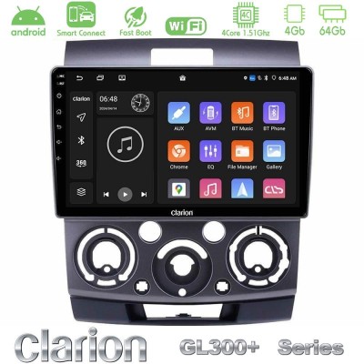 Clarion GL300+ Series 4Core Android ClarionOS 4+64GB  Ford Ranger/Mazda BT50 Navigation Multimedia Tablet 9